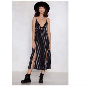 Slit Happens Polka Dot Dress